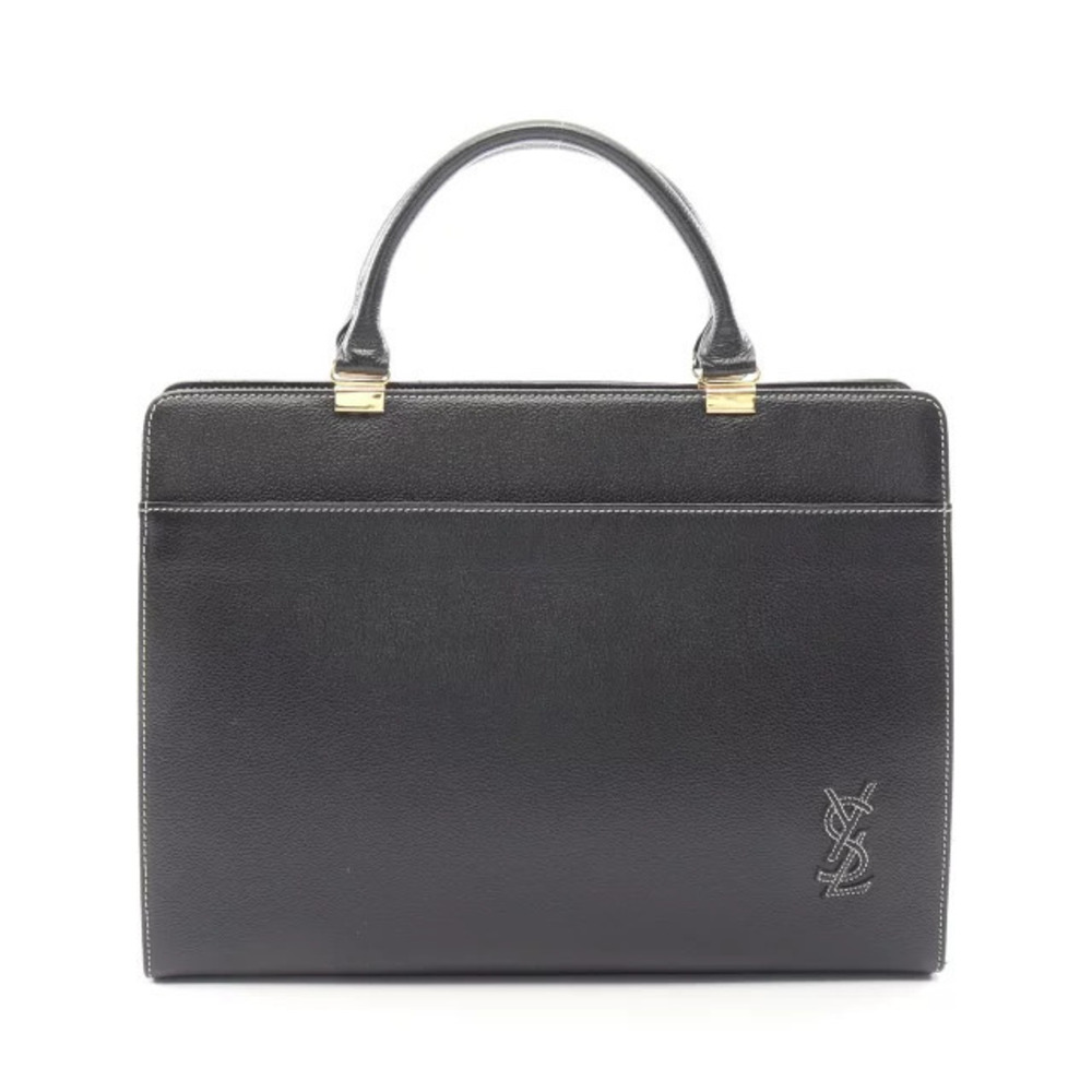 Saint Laurent Yves YSL Business Bag Handbag Leather Black
